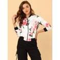 thumbnail image 3 of Dde San Patricio ChaqueDe Bombardero Floral LigeCon CremalleY Cuello Alto PaMujer Blanco rojo L, 3 of 6