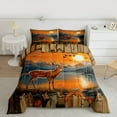 thumbnail image 2 of jejeloiu Wildlife Elk Deer Full Size Comforter Sets,Natural Scenery Sunset Bedding Comforter Set,Orange Brown Bedding Sets For Boys,Super Cozy Room Decor Reversible,3 Pieces, 2 of 8