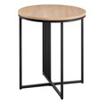 thumbnail image 4 of Minimalist Metal Slatted Wood Side Table - Oak / Black, 4 of 6