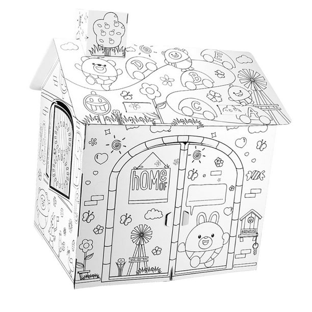 Cardboard playhouse sale to colour