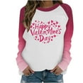 thumbnail image 3 of Kilaqueen Plus Size Long Sleeve Shirts for Women Casual Trendy Gradient Printed Raglan Shirt Valentines Day Love Letter Pullover Blouses Crew Neck Baggy Tunic Tops, 3 of 6