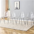 thumbnail image 2 of Modern Minimalist Transparent Dining Chair Set of 6, Silver Metal Leg Armless Crystal Chairs for Kitchen, Dining Room, Nordic Makeup Stool, 2 of 10