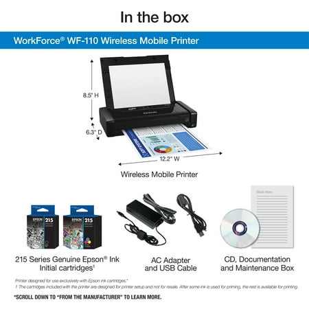 Epson - WorkForce WF-110 Wireless Inkjet Printer - Black