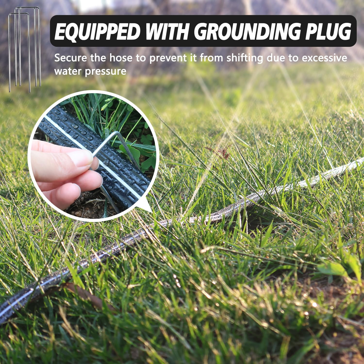 2-pack Sprinkler Hose With Holes 15 Ft  Flat Soaker 30 Garden Staples Drip Irrigation Hoses For Lawn Watering System (black 30 Ft(15ftx2pack))