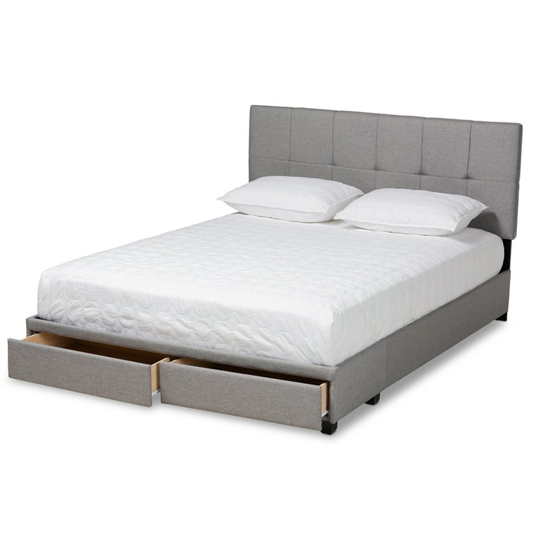 Baxton Studio Netti Dark Grey Fabric Upholstered 2-Drawer Queen Size Platform Storage Bed Baxton Studio Netti Dark Grey Fabric Upholstered 2-Drawer Queen Size Platform Storage Bed
