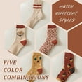 thumbnail image 3 of Women Vintage Striped Wool Socks, Fall Winter Warm Hiking Crew Knit Soft Socks 5 Pairs, 3 of 5
