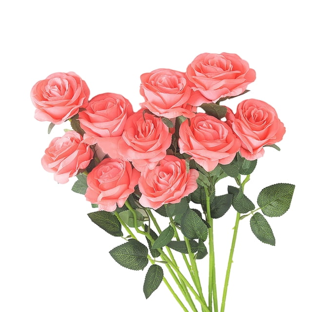 Billuyoard 10pcs plants rose artificial flower single in carefully vase decoration home decoration rose, rose home plants Decoración Polvo de sandía