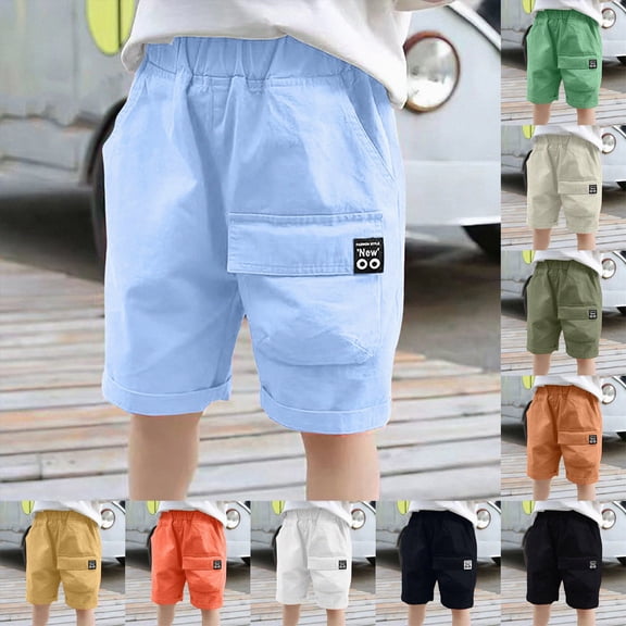 Kaprioy Boys Cargo Shorts Kids Elastic Waisted Wide Leg Hiking Shorts for Teens Casual Summer Baggy Bermuda Shorts with Pockets