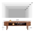 thumbnail image 5 of PHOYAL Fluted TV Stand for 60 inch TV , Modern Oval TV Console Table with Storage Compartment and 2 Doors, Gaming Entertainment Center with Sliding Door for Living Room, Bedroom, Office, Walnut, 5 of 6