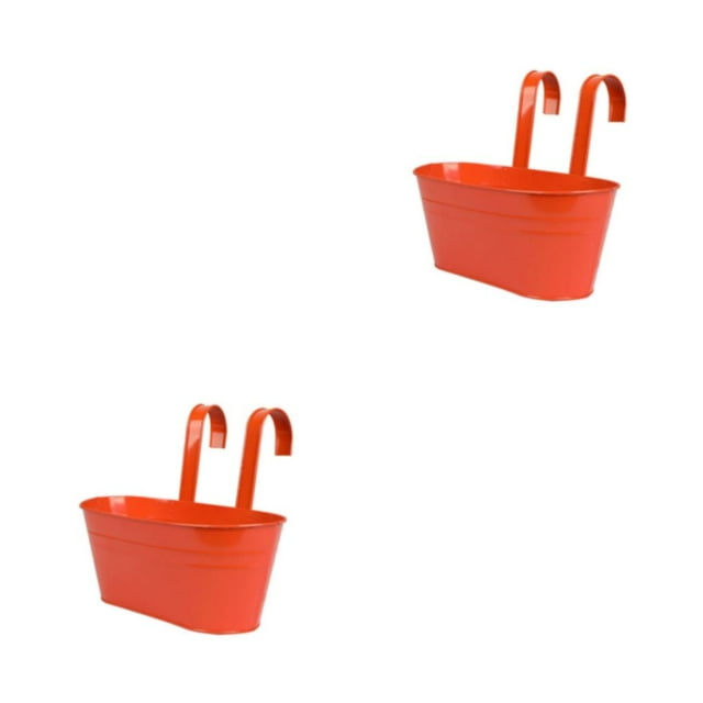 Ruiboury Detachable Hanging Flower Pot. Strong And Lightweight For Easy Gardening Multipurpose Fence Planters orange red 2Set