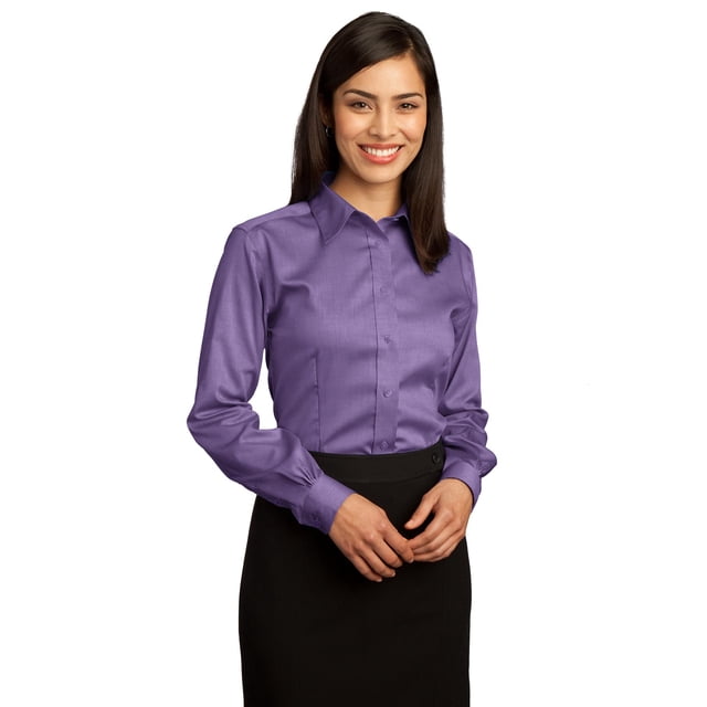 Red House - Camisa Oxford Pinpoint para mujer que no necesita planchado. RH25 Morado Anochecer L casa Roja RH25