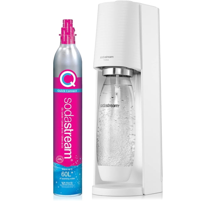 Máquina de agua con gas SodaStream Terra (blanca) con CO2 y botella apta para lavavajillas