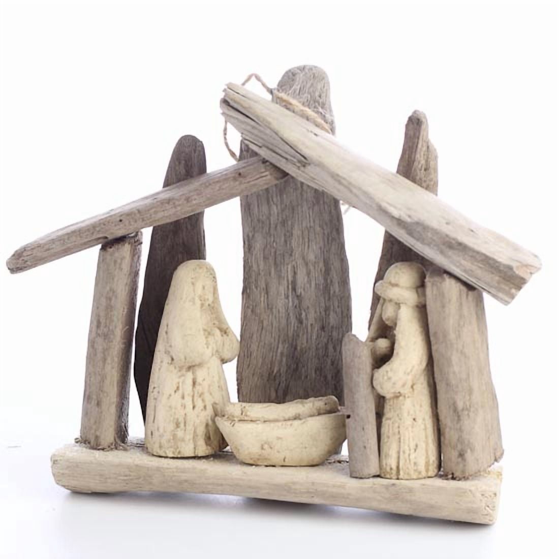 Factory Direct Craft Natural Driftwood Nativity Display Ornament