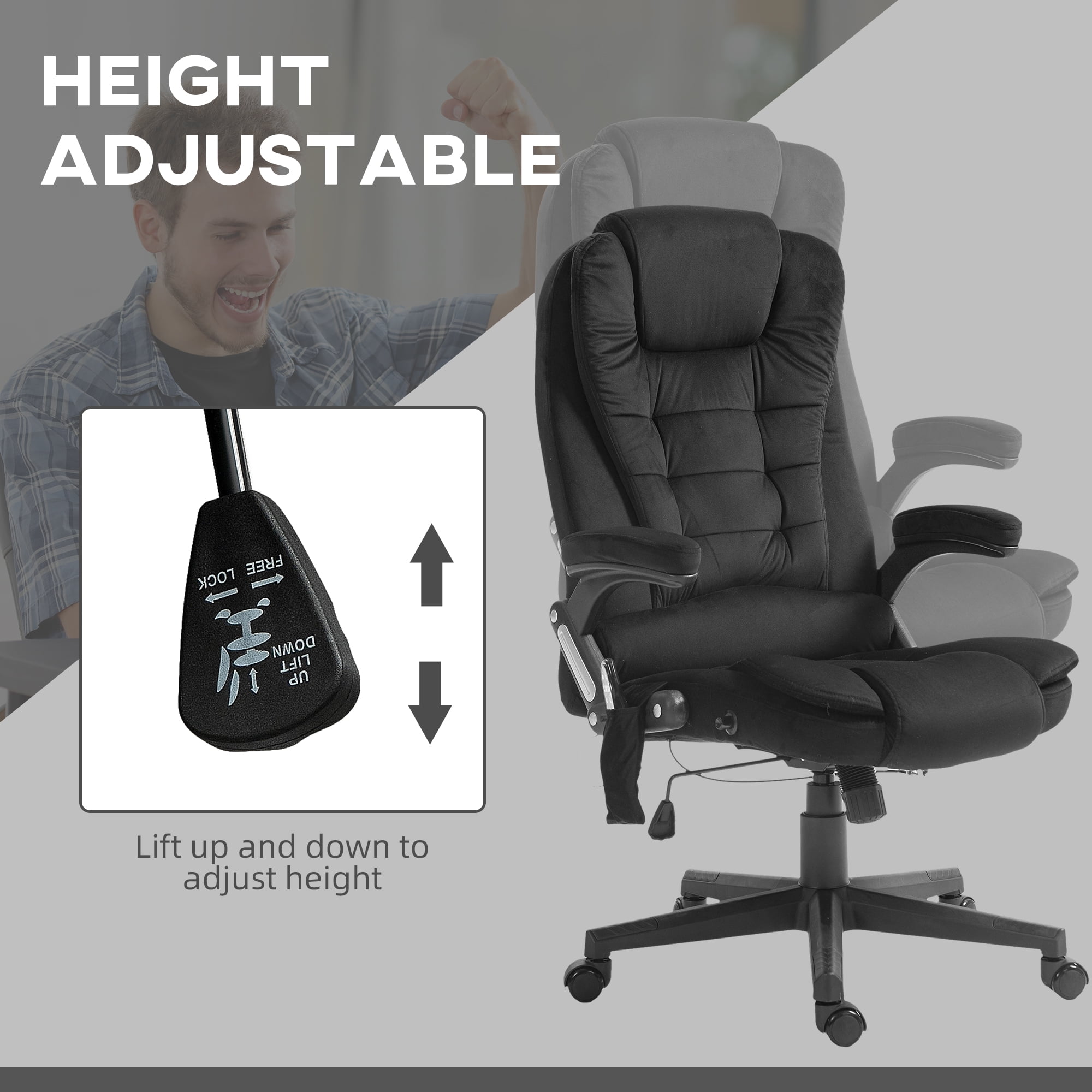 HOMCOM 6 Point Vibrating Massage Office Chair with Lumbar Heat