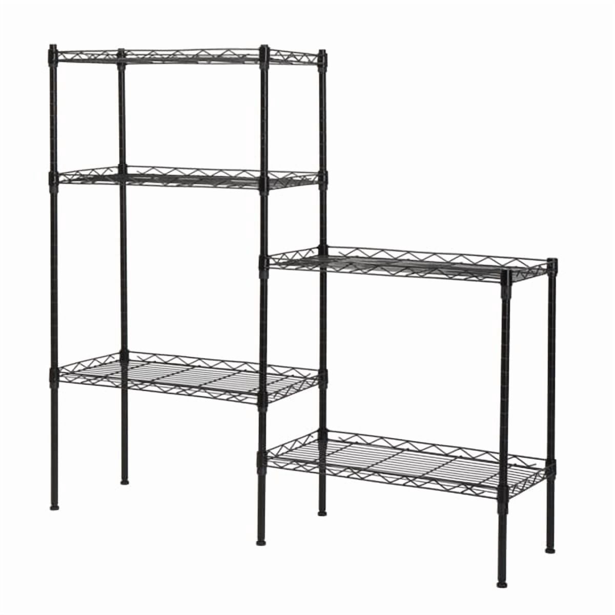 Adjustable Heavy-Duty 250kg Storage Shelf - Black Carbon Steel & PP Organizer for Home, Hotel, Restaurant