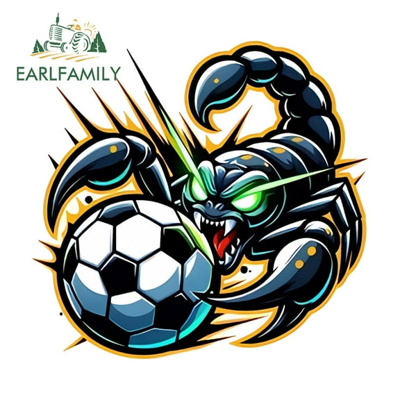 EARLFAMILY 5.1" Scorpion and Football Car Stickers Creative Waterproof Campervan Skateboard Truck Vinyl Decal Amusing Occlusion Scratch Exterior Accessories