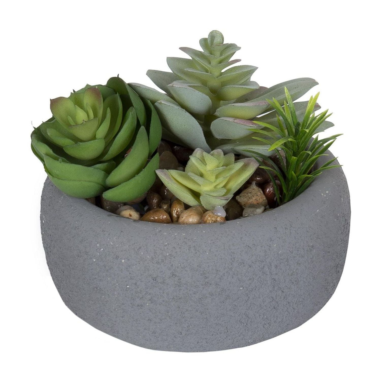 Plantes grasses artificielles Tessier dans un pot gris