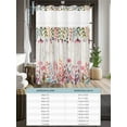 thumbnail image 6 of No Hook Cloth Fabric Shower Curtain with Snap in Liner, Spring Floral Waterproof Shower Curtains Set with See Through Top Window, Watercolor Botanical Wooden Farmhouse Bath Curtains Shower 36"x72", 6 of 6