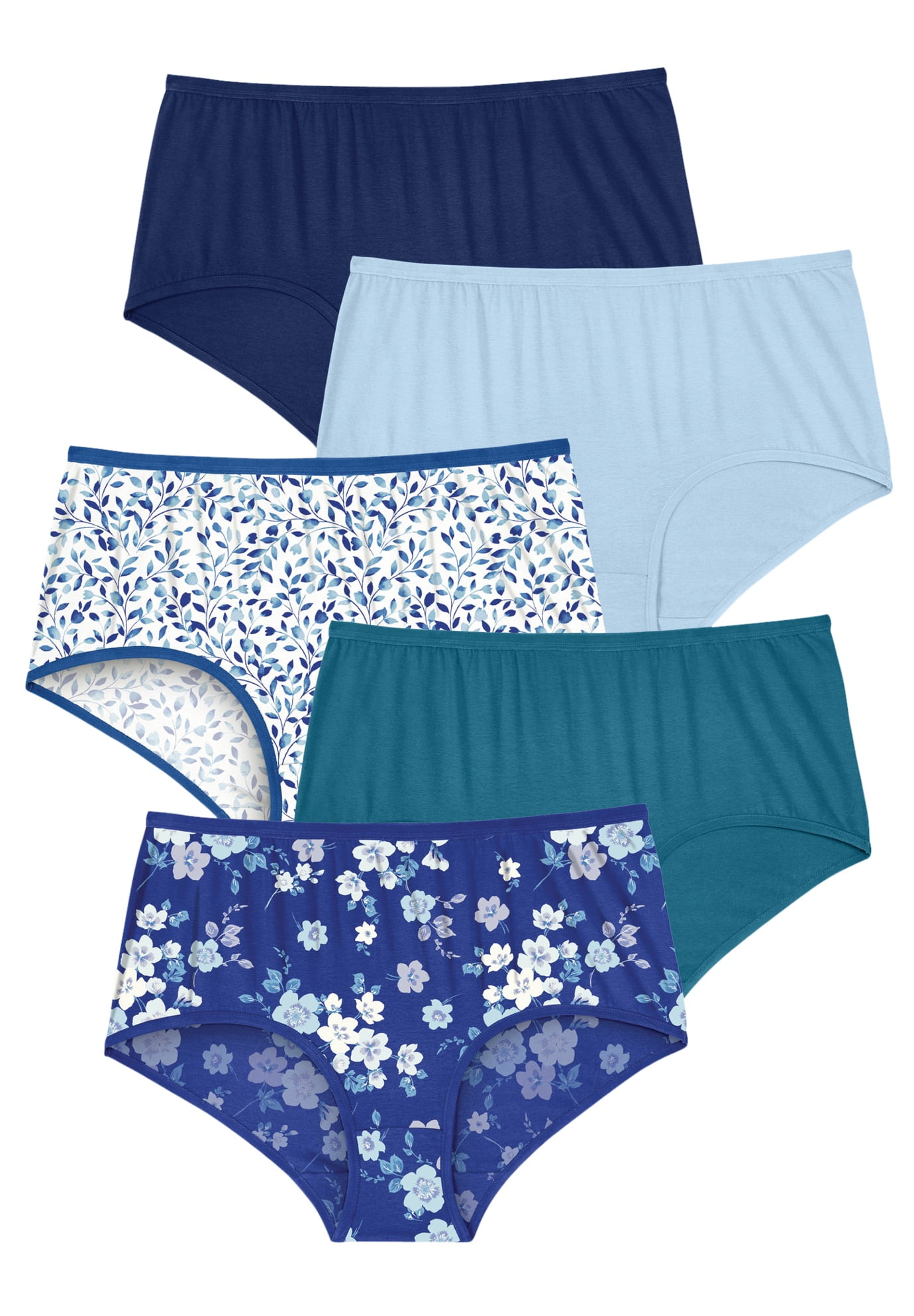 Comfort Choice Comfort Choice Women's Plus Size 5Pack Stretch Cotton FullCut Brief Underwear