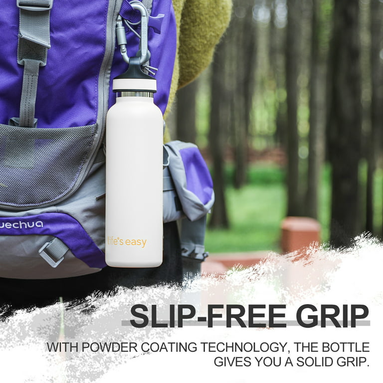 LIFE'S EASY Insulated Sports Water Bottle with Lid. Stainless Steel Vacuum  Double Wall Thermo Flask for Hot and Cold Drinks, Simple Metal Hydro