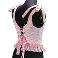 thumbnail image 6 of Women's Bustiers & Corsets Short Strap Shapewear Corset Halloween Costume Tight Fitting Waist Cinching Underbust Back Lace Up Medieval Ladies Basques Vintage Renaissance Steampunk Costume Pink S, 6 of 7