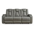 thumbnail image 3 of Ashley Furniture Faux Leather Drop Down Table Reclining Sofa, Gray, 3 of 7