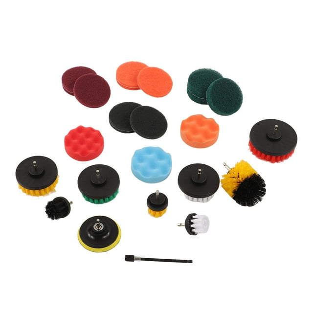 Kit de almohadillas para fregar con cepillo para taladro, 25 piezas, cepillo para taladro, almohadillas para fregar, juego de esponja, herramienta multiusos para limpieza de azulejos de alfombras para