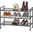 thumbnail image 2 of 3-tier Stackable Mesh Shoe Rack Black Mesh Panel, 2 of 5