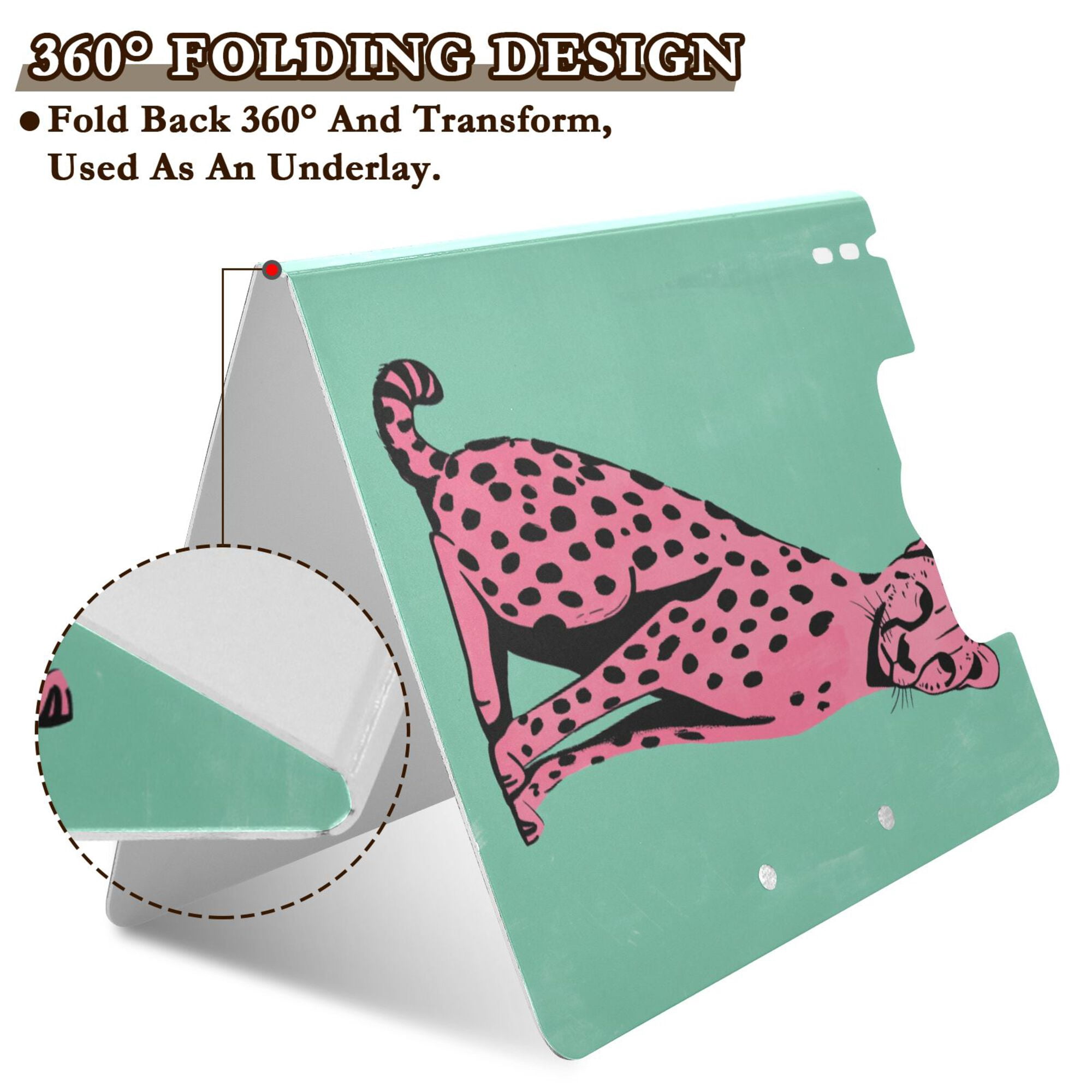 FORMRS A4 Clipboard Folder with Pen Holder Horizontal Foldable School Office Binder, Pink Cheetah