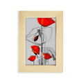 thumbnail image 1 of Flores rojas arte abstracto linea pintura Corn poppy Escritorio de madera Arte Pintura 5x7 pulgadas marco de foto foto, 1 of 4