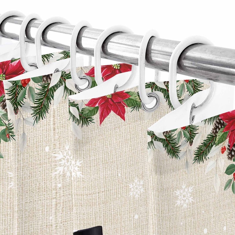 BOARDFEB Christmas Shower Curtain – Red Snowman & Tree Design, 72x72 Inch, Water-Repellent Fabric With Hooks
