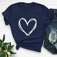 thumbnail image 2 of Delliss Women's Top Casual Shirt for Women Funny Love Heart Graphic Crew Neck Short Sleeve Tee Top Loose Summer Top Navy L, 2 of 7