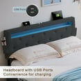 thumbnail image 5 of Full Size Bed Frame with USB Charging Station & LED Lights, Upholstered Platform Bed Frame with Headboard & 4 Storage Drawers for Bedroom, No Box Spring Needed, 5 of 8