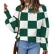 thumbnail image 3 of Suéter de Punto Acanalado de Larga con Cuello Alto y Corte Holgado para Mujer, Ideal para Otoño Verde L, 3 of 8