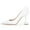 White, variant on FSJ Women Classic Pointed Closed Toe Slip On Pumps Unique Flared High Heel Sexy Ladies Party Wedding Office Basic Dress Shoes Size 8 Multicolor
