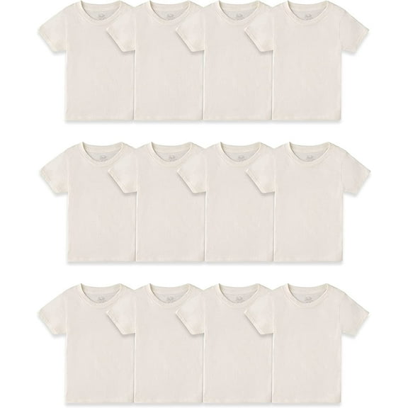 Fruit of the Loom Boys' Cotton White T Shirt, Toddler-12 Pack-Natural, 4-5T