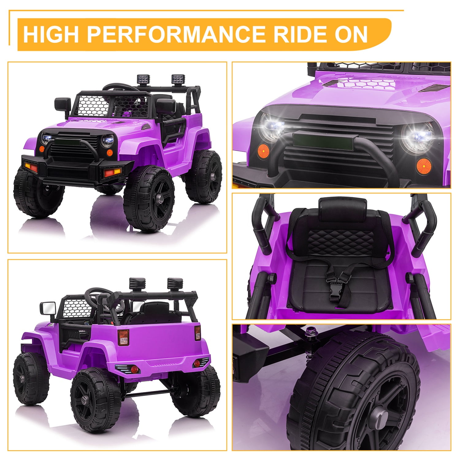 CIPACHO 12V Kids Ride on SUV Car, 3 Speed Remote Control Electric Car, Purple