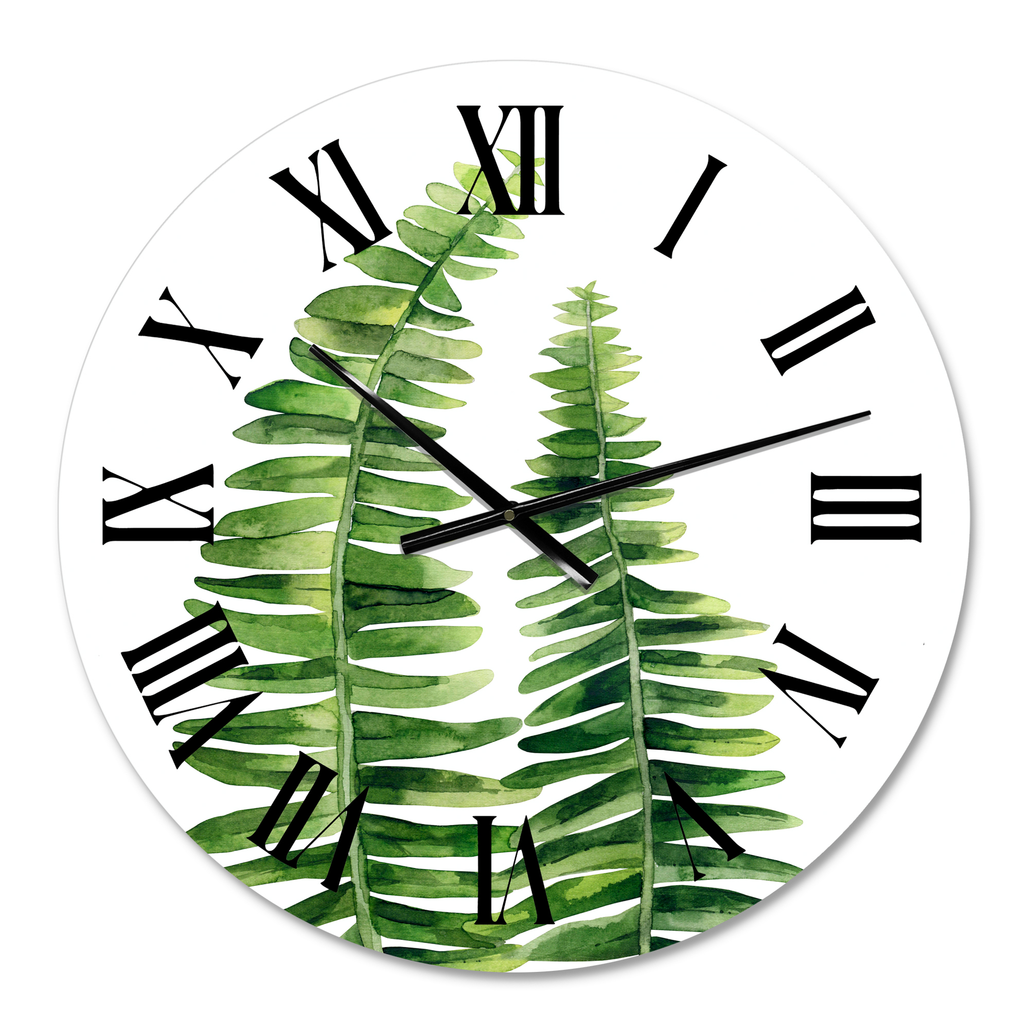 Designart 'Fern Leaves Detail Iv' Farmhouse Wall Clock