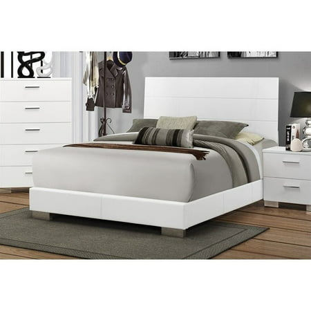 Coaster Felicity Queen Panel Bed In, White High Gloss Queen Bed