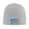 thumbnail image 2 of ZICANCN Blue Geometric Abstract Floral Knit Beanie Hat, Winter Cap Soft Warm Classic Hats for Men Women, Gray, 2 of 8