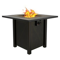 30" Propane Fire Pit Table | 50000 BTU | Outdoor Fire Pit with Ceramic Top Table Lid and Lava Rock | Perfect for Patio Garden Yard Dining and Parties