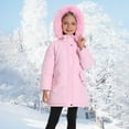 thumbnail image 5 of newwalpole Girls' Winter Warm Coat Fleece Lined Long Jacket with Furry Hood Pink for Size 3-4 Years, 5 of 6