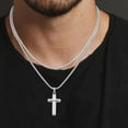 thumbnail image 4 of TURANDOSS Layered Cross Necklace for Men Stainless Steel Cross Necklace Layered Rope Chain Box Chain Cross Necklace for Men Women, 4 of 6