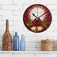 thumbnail image 3 of Dreamtimes Round Digital Clock Christmas Bell Bow and Snowflakes Creative Decorative Quiet Not Ticking Clock,Bedroom Living Room Bathroom Kitchen Office Wall Ornament, 10In, 3 of 7