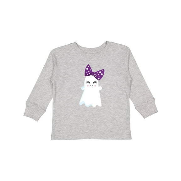Inktastic Little Ghost, Cute Ghost, Ribbon, Halloween Girls Long Sleeve Toddler T-Shirt