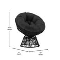 Merrick Lane Papasan Style Woven Wicker Swivel Patio Chair in Black