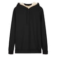 thumbnail image 1 of Women's Warm Lamb Wool Hoodie Solid Color Round Neck Long Sleeve Threaded Drawstring Casual Sweatshirt for Autumn Winter, 1 of 8