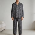 thumbnail image 6 of TKKCS Mens 100% Cotton Long Sleeve Pajama Set Button Down Notch Collar Soft Loose Fit Sleep Loungewear with Pockets Black 3XL, 6 of 7
