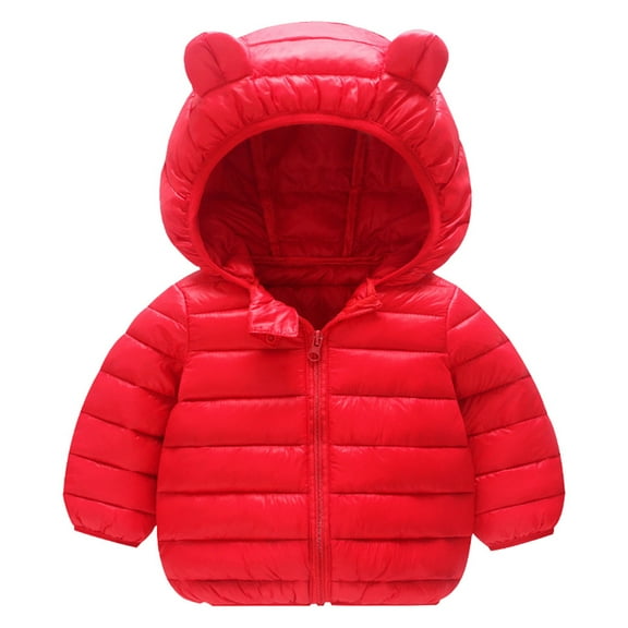Hooded Puffer Jacket for Boy Girl Lightweight Packable Winter Coat 𝐁ear Kids Warm Zipper Puffy Padded Outerwear Fall Clothes