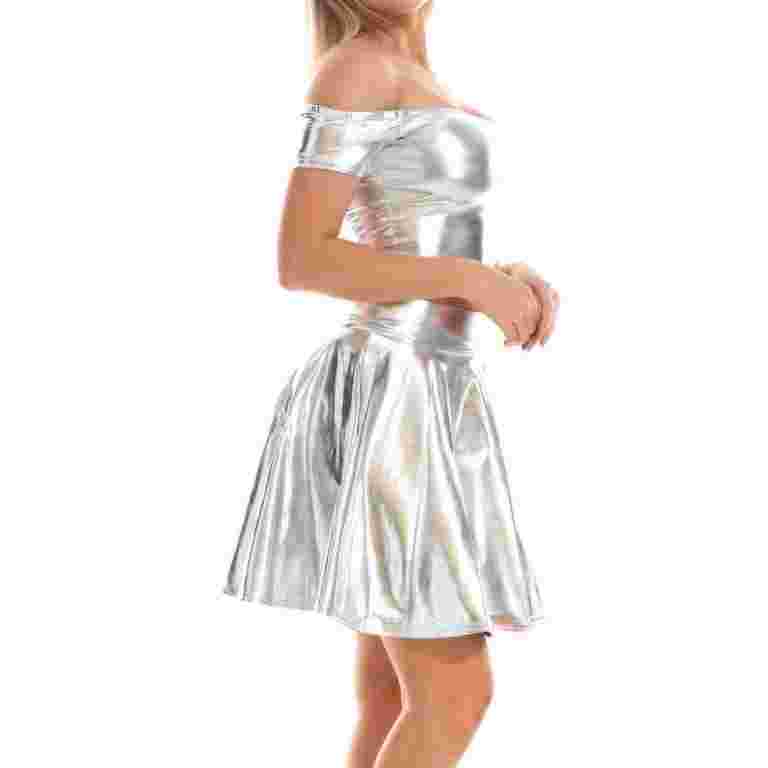 silver rave dress Space Disco Women's Silver Mini Dress